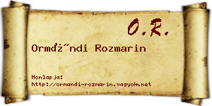 Ormándi Rozmarin névjegykártya